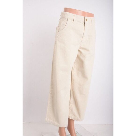 Triarchy Womens Wide Leg Cropped Gaucho Jeans Off White Ivory US 0 EU 25 New - Picture 2 of 8
